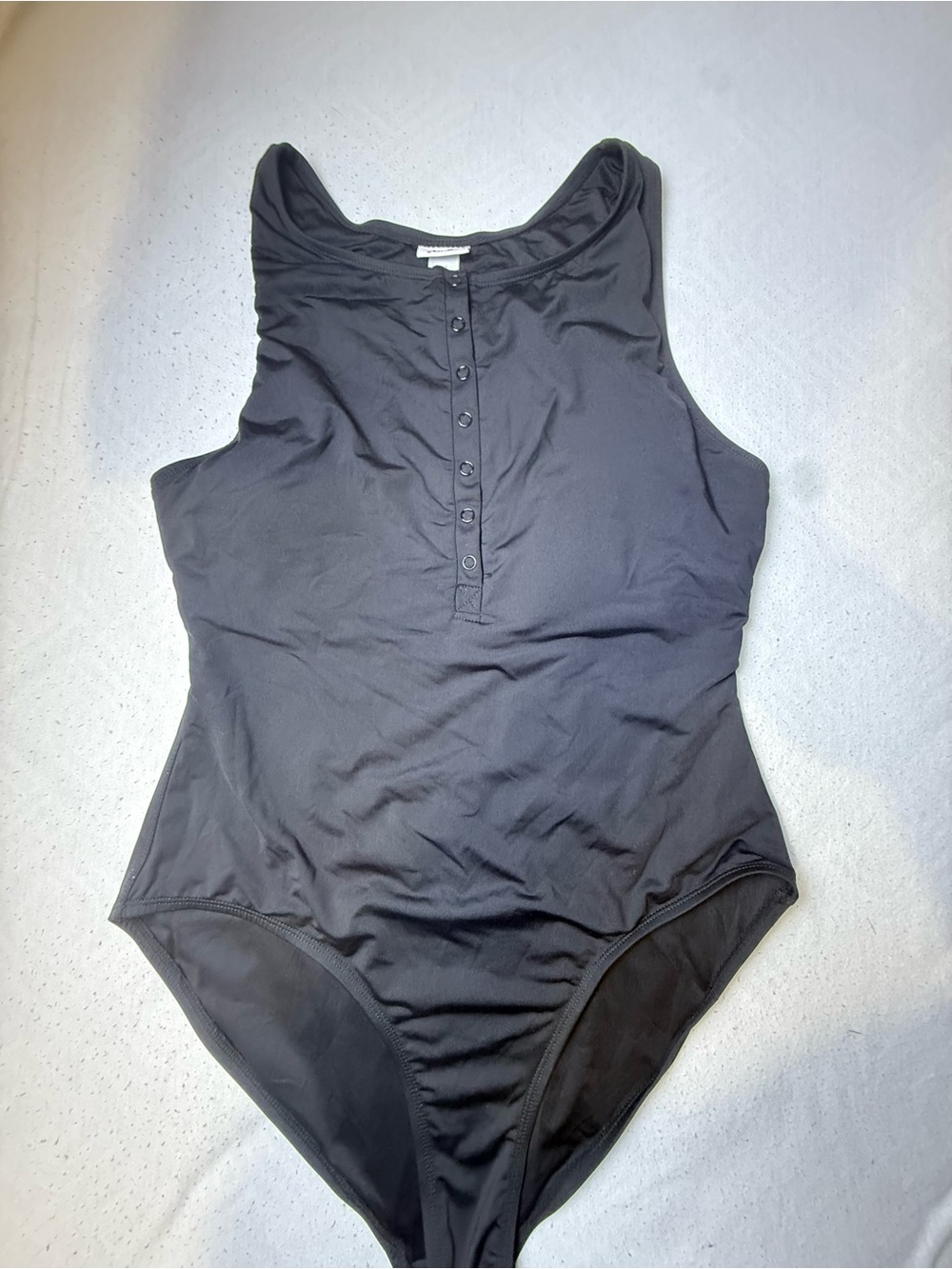 Andie Black Button-Front One-Piece Swimsuit